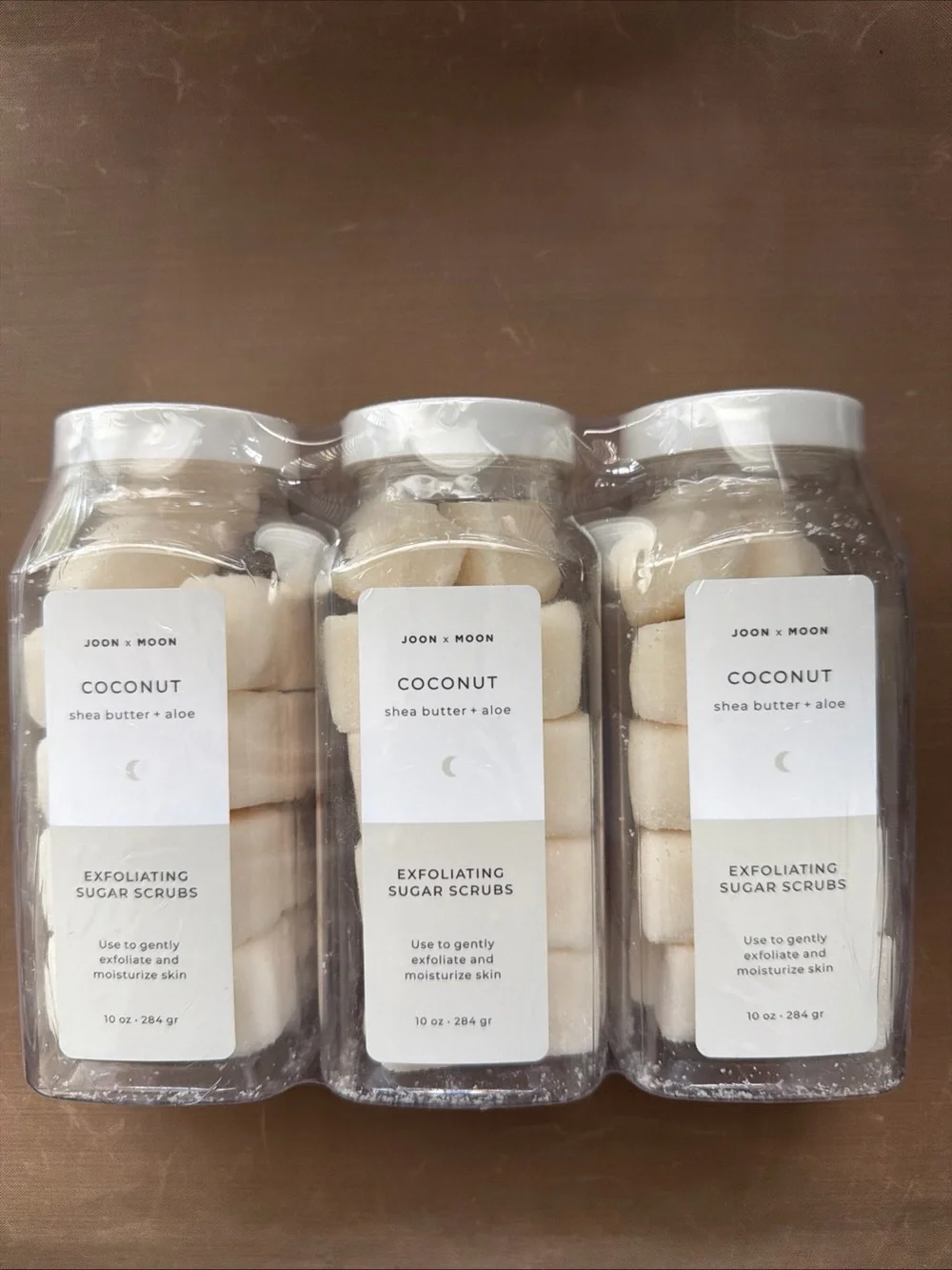 Joon X Moon Coconut Exfoliating Sugar Scrubs - Cream White 3 bottles